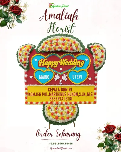 Karangan Papan Bunga Pernikahan di Perumnas Way Halim